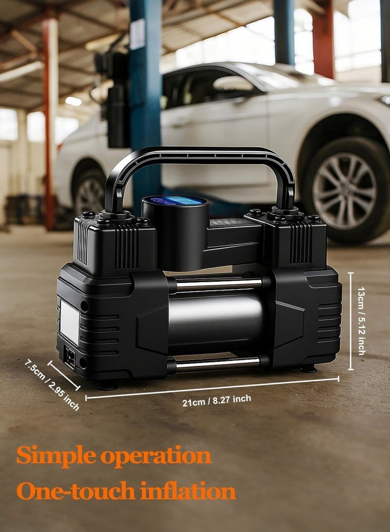 Keysweet Dual Cylinder 150PSI Portable Air Compressor - 12V DC Car Tire Inflator with Digital Pressure Gauge, LED Light & Tire Repair Kit. Electric Air Pump for Cars, Motorcycles, Bikes, Sports Balls. Includes Carry Case - Ideal Travel Gift for Family - Image 3